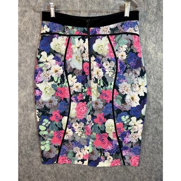 Rebecca Minkoff Della Muliticolor Floral Print Slit A-Line Skirt Size 8 EUC - Picture 2 of 8